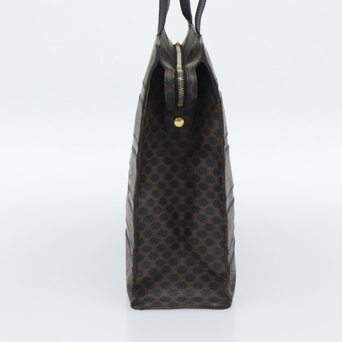 CELINE Macadam Canvas Tote Bag PVC Leather Black Gold Auth 193112