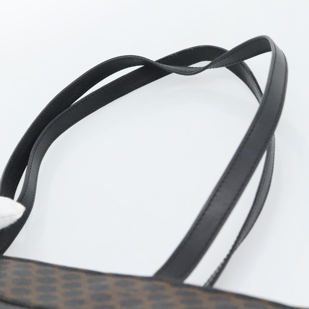 CELINE Macadam Canvas Tote Bag PVC Leather Black Gold Auth 193112