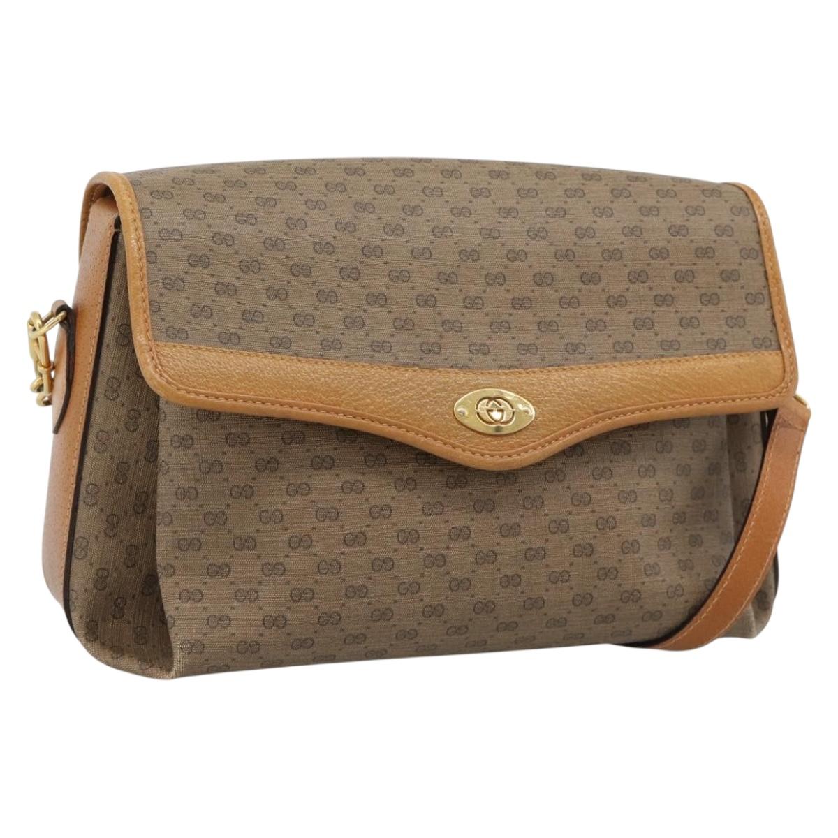 GUCCI Micro GG Supreme Shoulder Bag PVC Beige Gold 001 115 6165 8031 Auth 193113