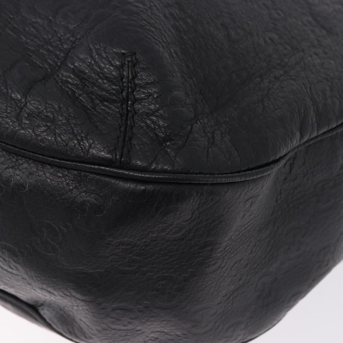 GUCCI GG Canvas Guccissima Shoulder Bag Leather Black Gold 233604 Auth 193115V