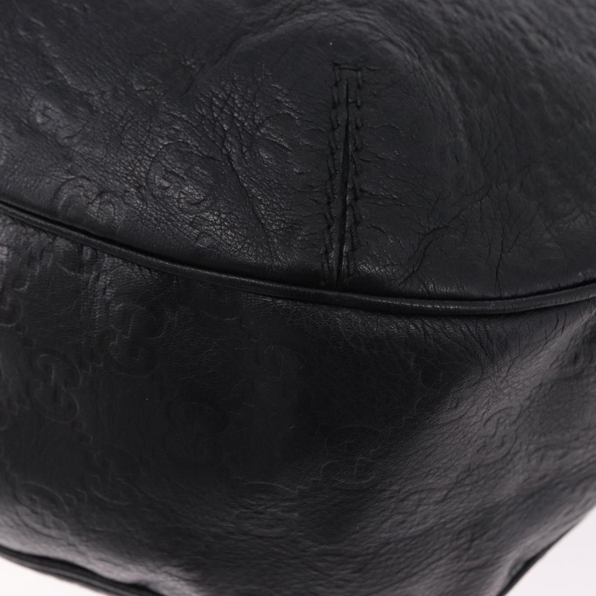 GUCCI GG Canvas Guccissima Shoulder Bag Leather Black Gold 233604 Auth 193115V