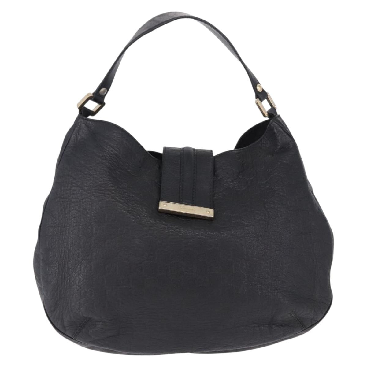 GUCCI GG Canvas Guccissima Shoulder Bag Leather Black Gold 233604 Auth 193115V