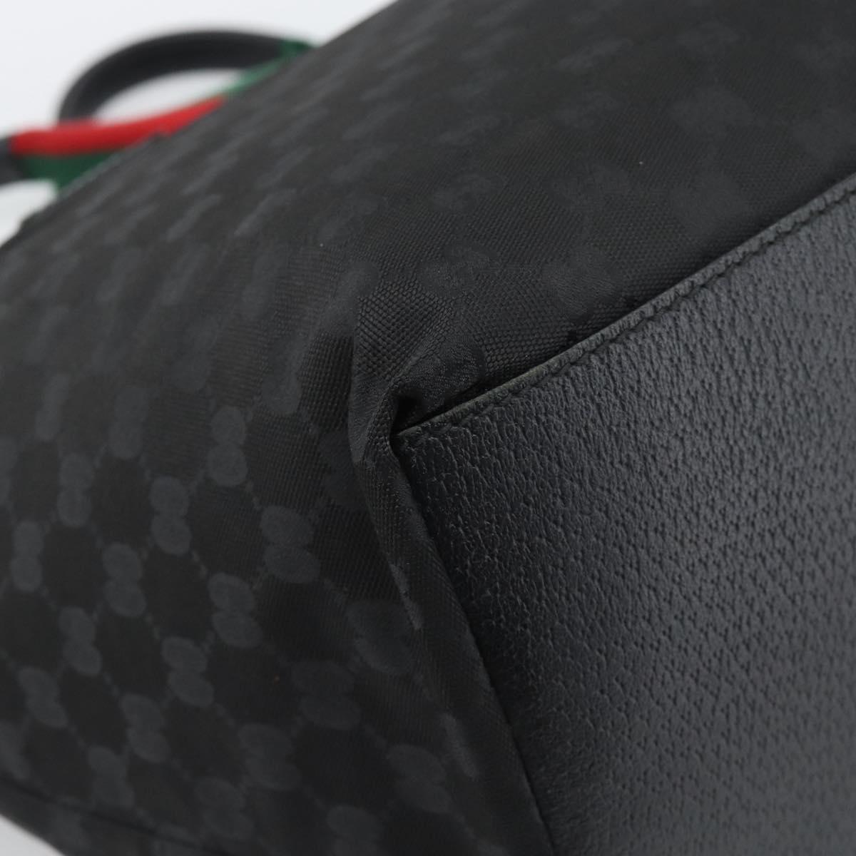 GUCCI GG Canvas Web Sherry Line Tote Bag Nylon Black 131231 Auth 193124A
