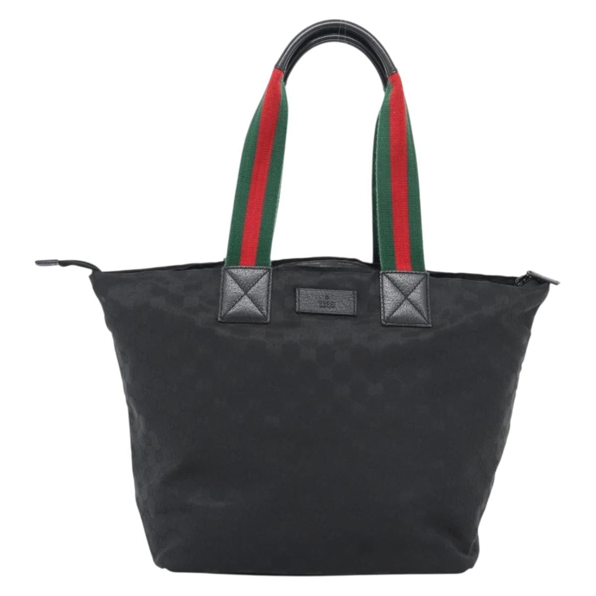 GUCCI GG Canvas Web Sherry Line Tote Bag Nylon Black 131231 Auth 193124A