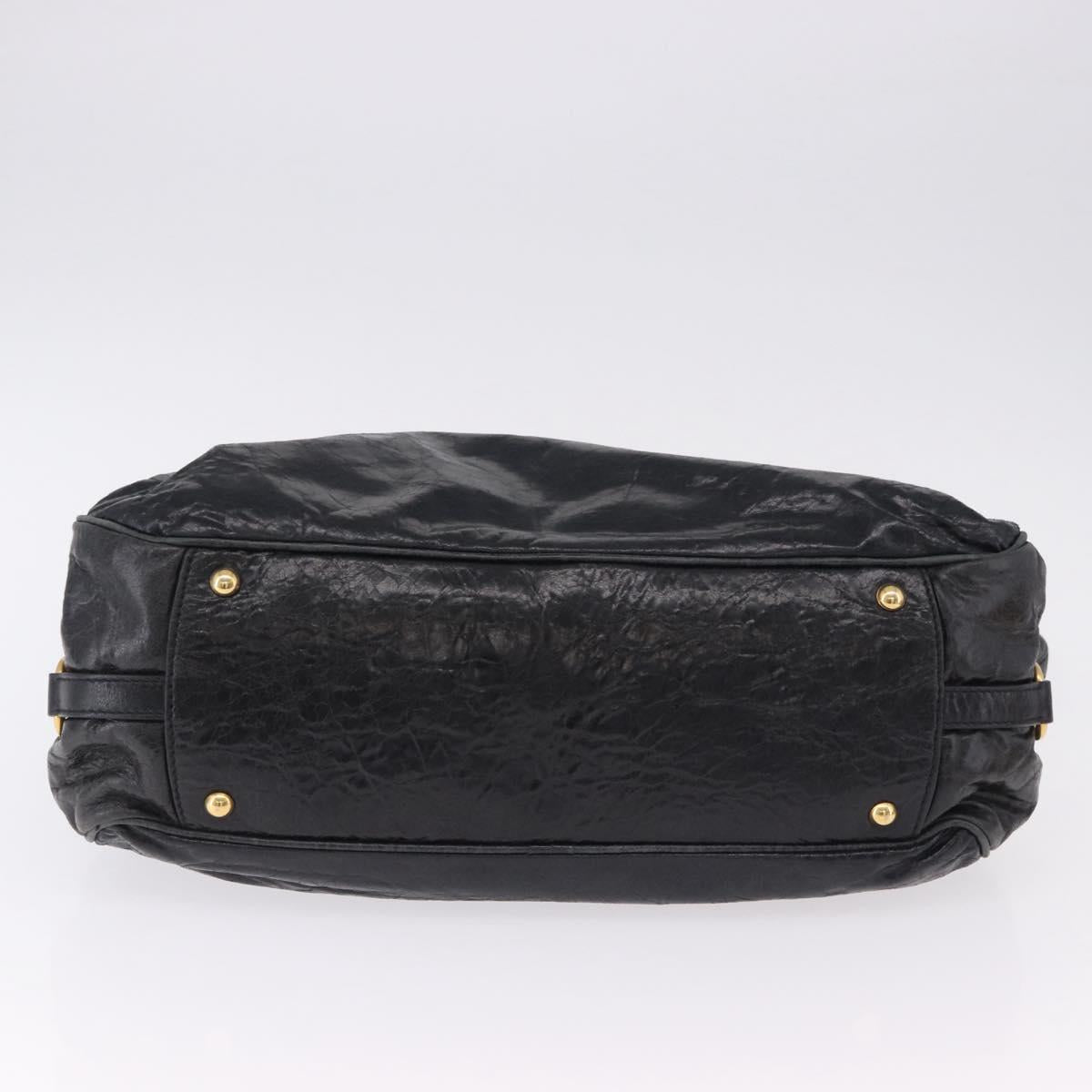 Miu Miu Tote Bag Leather 2way Black Gold Auth 193125V