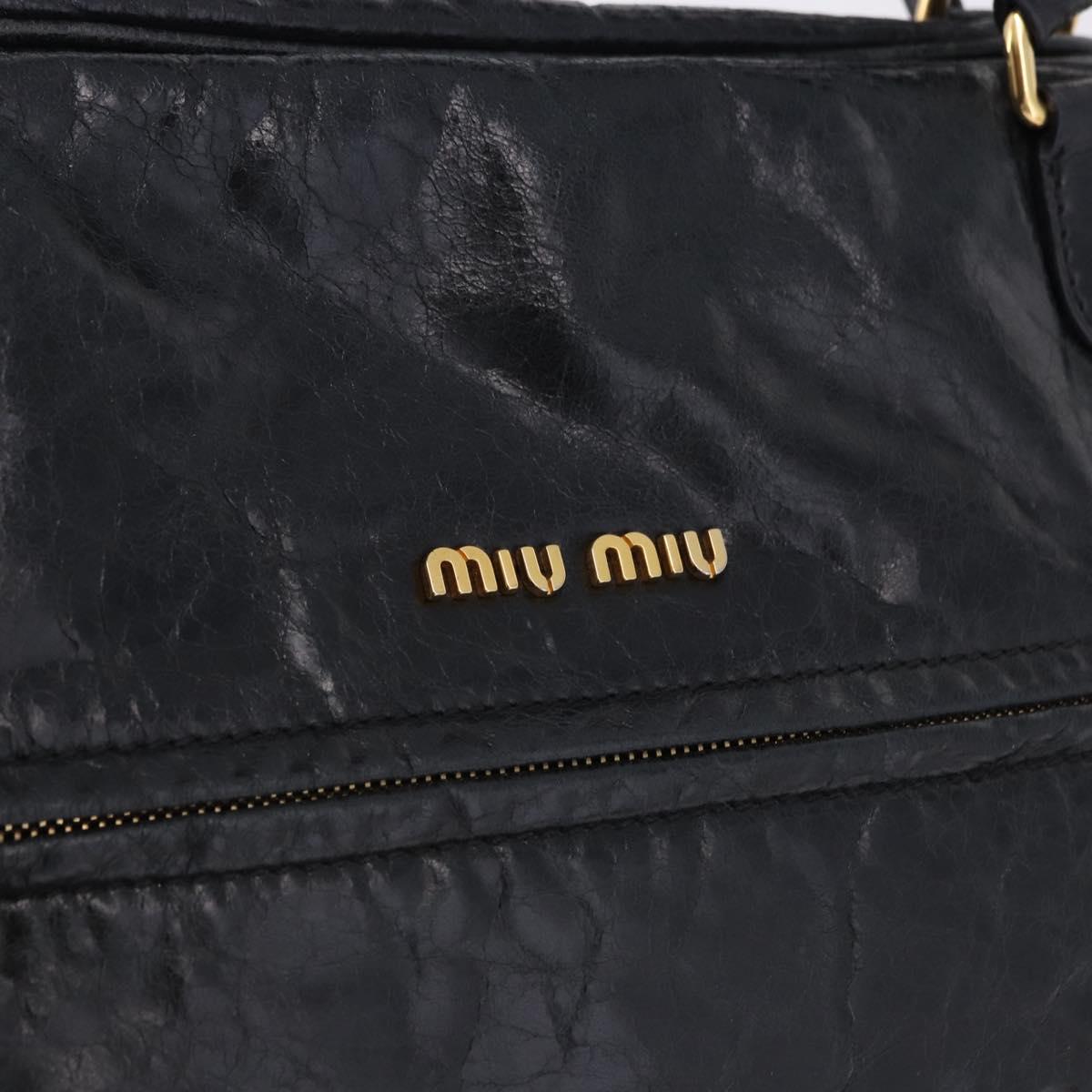 Miu Miu Tote Bag Leather 2way Black Gold Auth 193125V