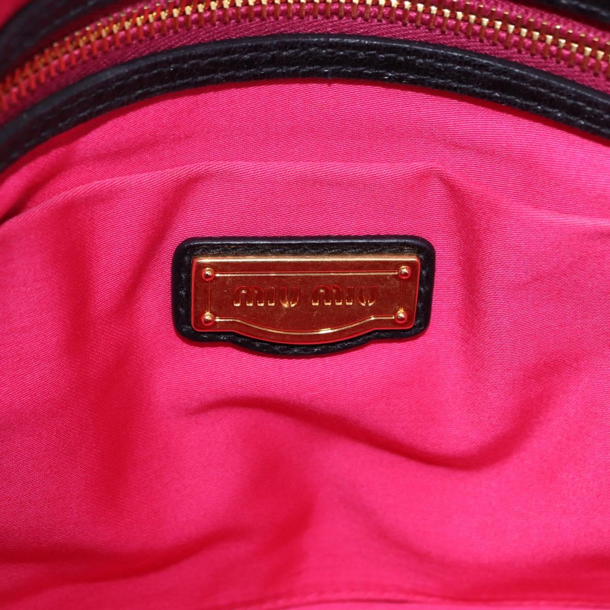 Miu Miu Tote Bag Leather 2way Black Gold Auth 193125V