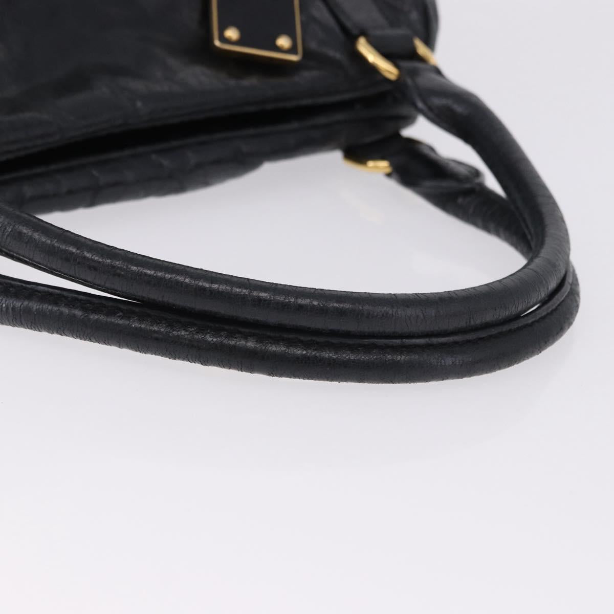 Miu Miu Tote Bag Leather 2way Black Gold Auth 193125V