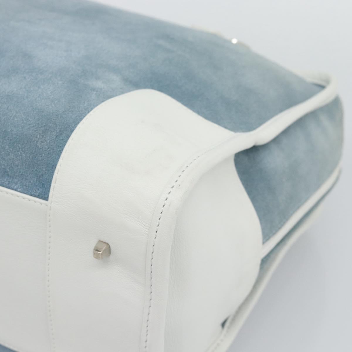 LOEWE Amazona 30 Hand Bag Suede Light Blue Silver Auth 193126V