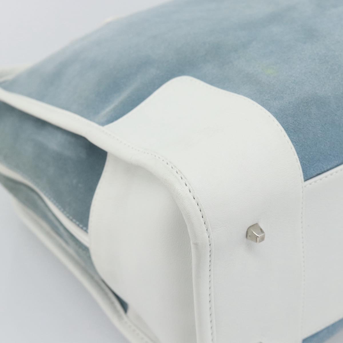 LOEWE Amazona 30 Hand Bag Suede Light Blue Silver Auth 193126V