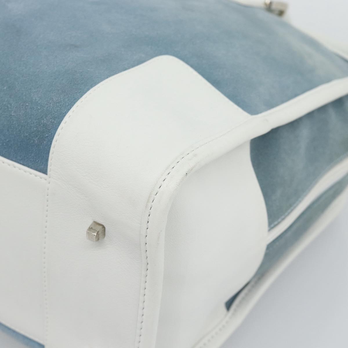 LOEWE Amazona 30 Hand Bag Suede Light Blue Silver Auth 193126V