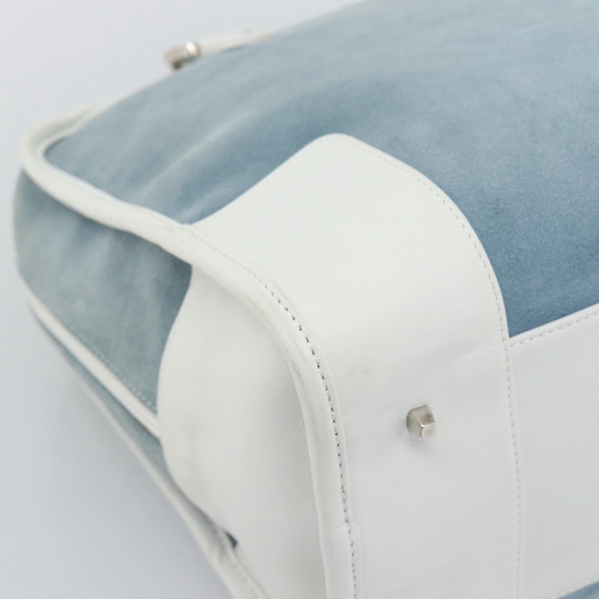 LOEWE Amazona 30 Hand Bag Suede Light Blue Silver Auth 193126V
