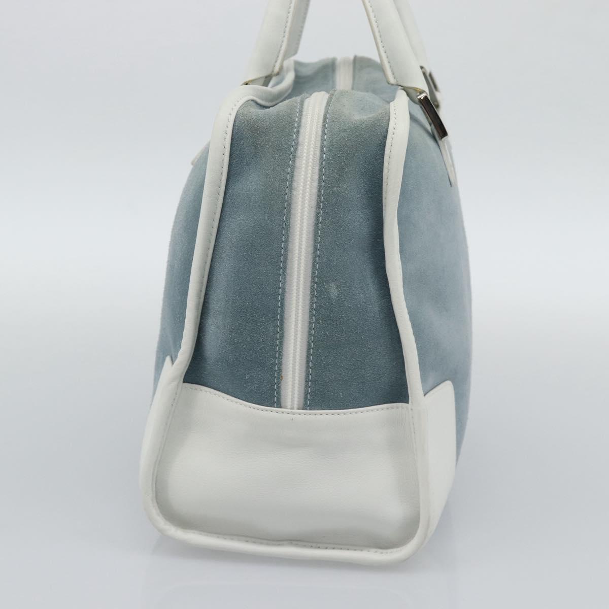 LOEWE Amazona 30 Hand Bag Suede Light Blue Silver Auth 193126V