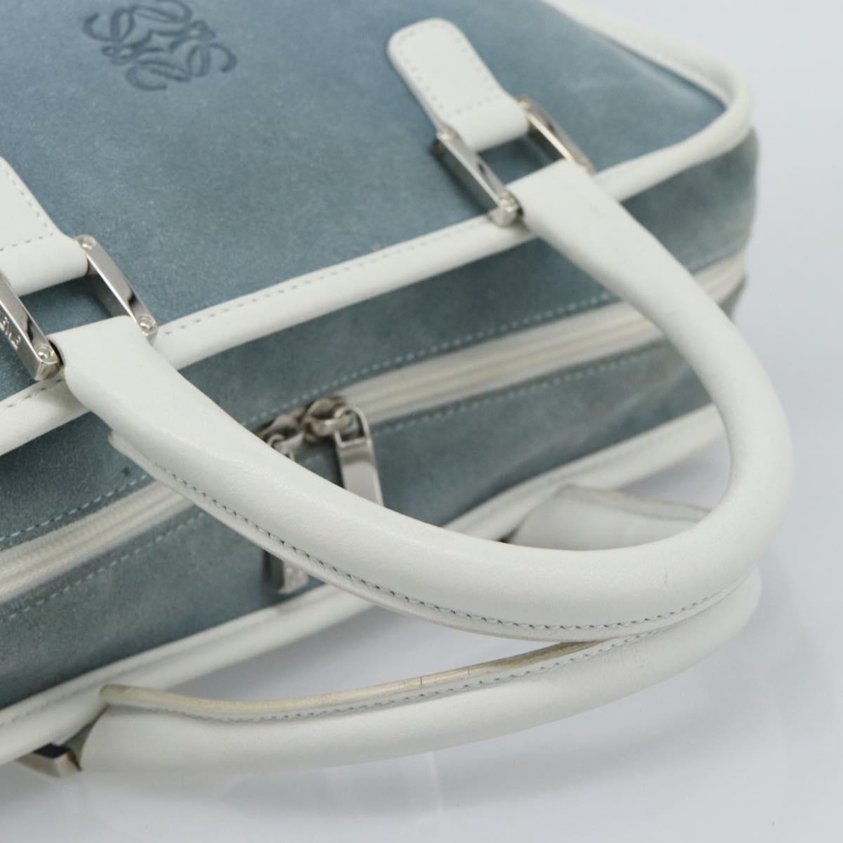 LOEWE Amazona 30 Hand Bag Suede Light Blue Silver Auth 193126V