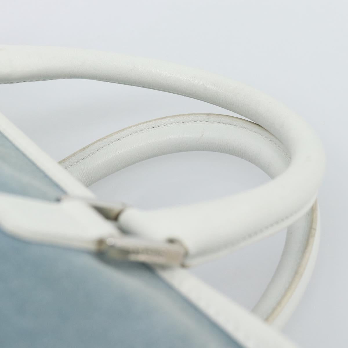 LOEWE Amazona 30 Hand Bag Suede Light Blue Silver Auth 193126V