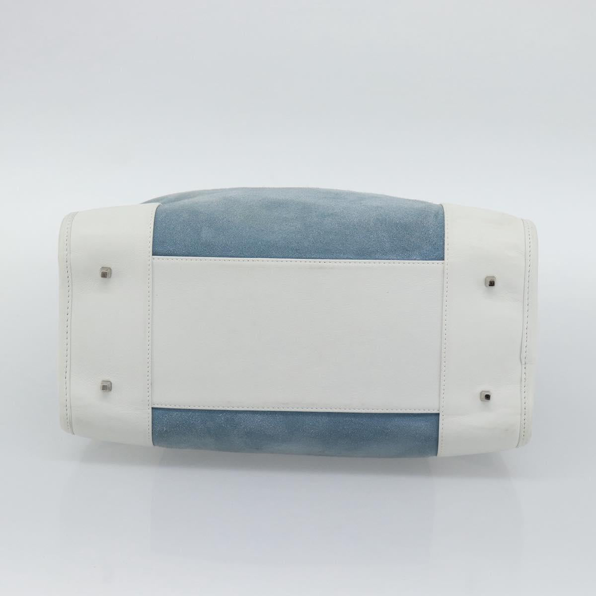LOEWE Amazona 30 Hand Bag Suede Light Blue Silver Auth 193126V