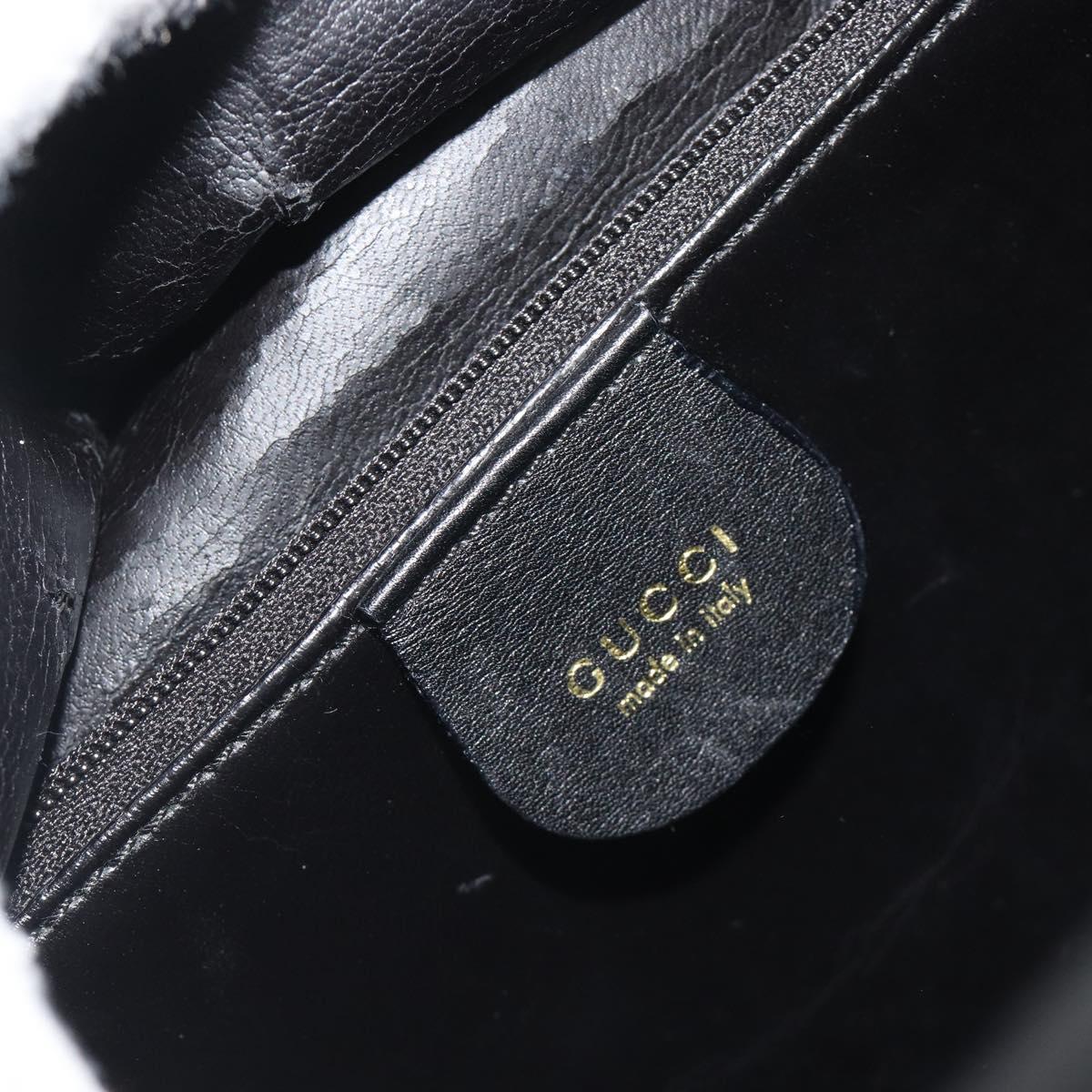 GUCCI Bamboo Hand Bag Leather Black Gold 000 2865 0575 Auth 193128