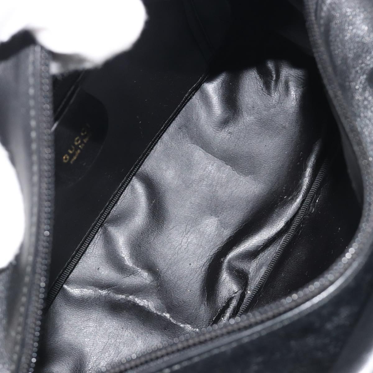 GUCCI Bamboo Hand Bag Leather Black Gold 000 2865 0575 Auth 193128