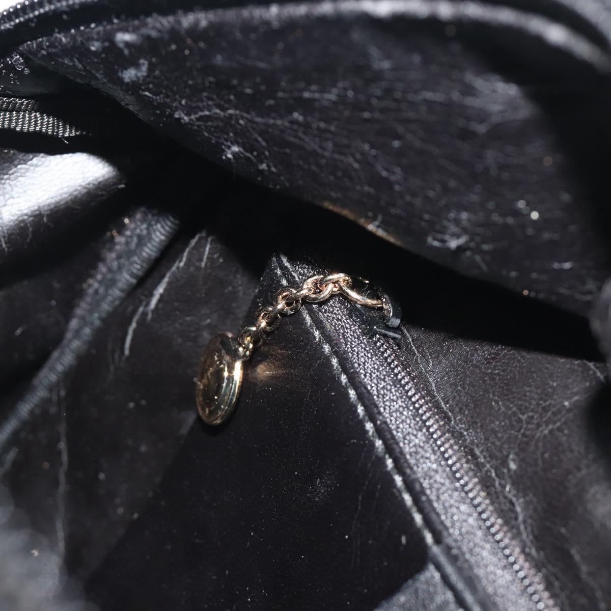 GUCCI Bamboo Hand Bag Leather Black Gold 000 2865 0575 Auth 193128