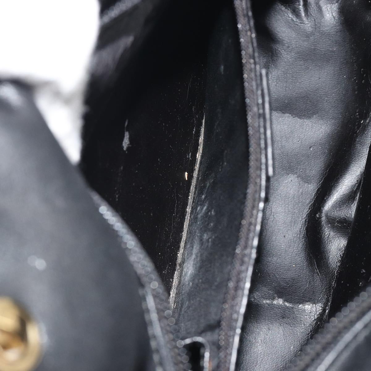 GUCCI Bamboo Hand Bag Leather Black Gold 000 2865 0575 Auth 193128