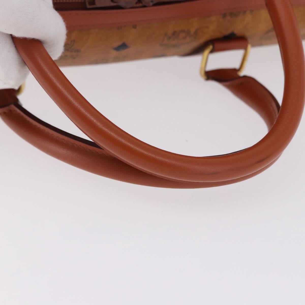 MCM Logogram Vicetos Boston Bag PVC Leather Brown Gold Auth 193130