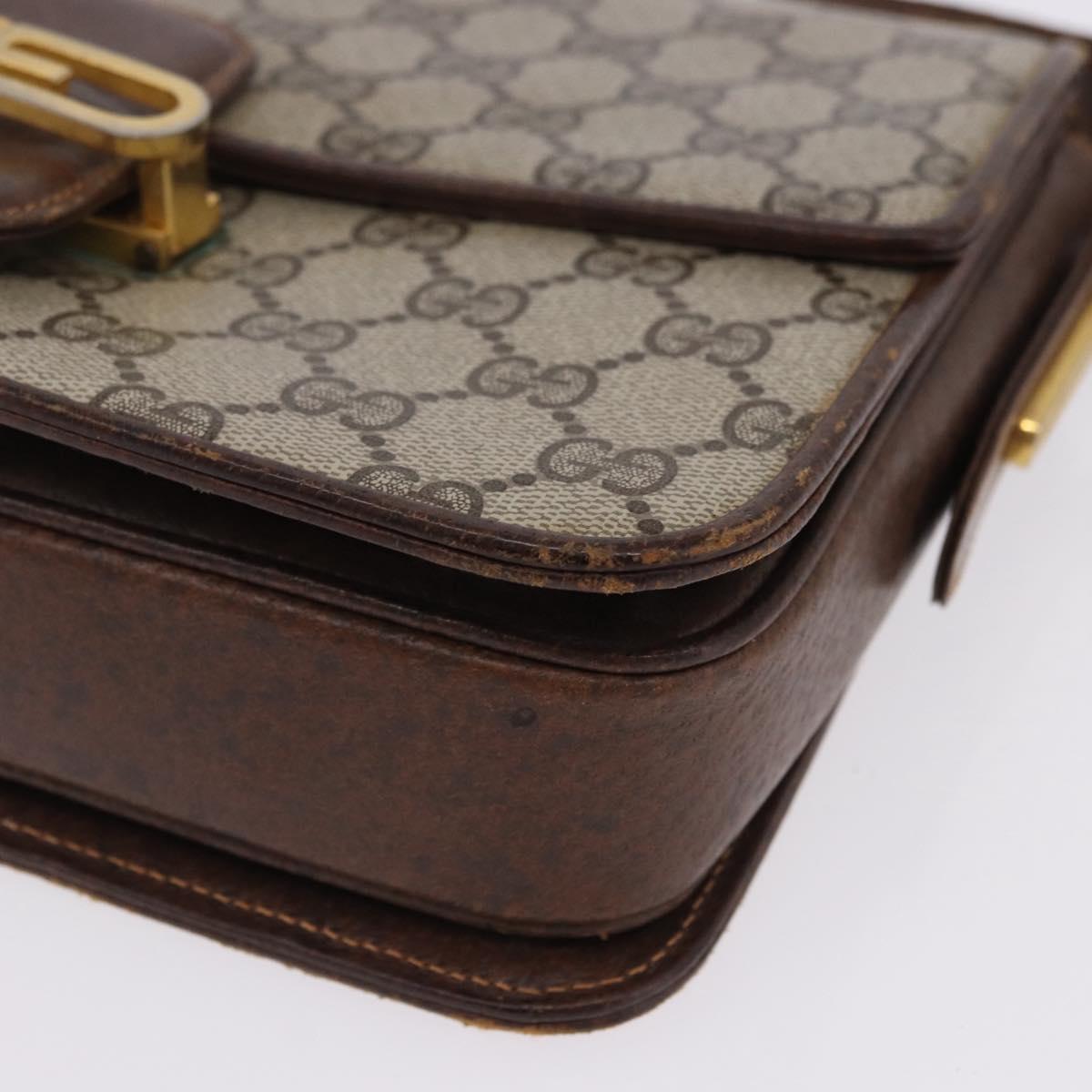 GUCCI GG Supreme Shoulder Bag PVC Beige Gold Auth 193131