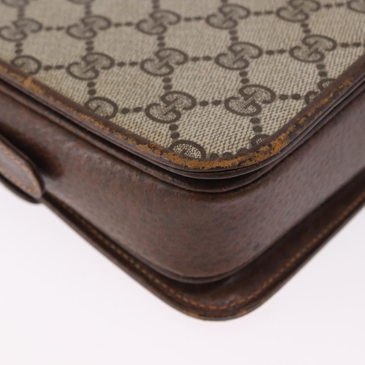 GUCCI GG Supreme Shoulder Bag PVC Beige Gold Auth 193131