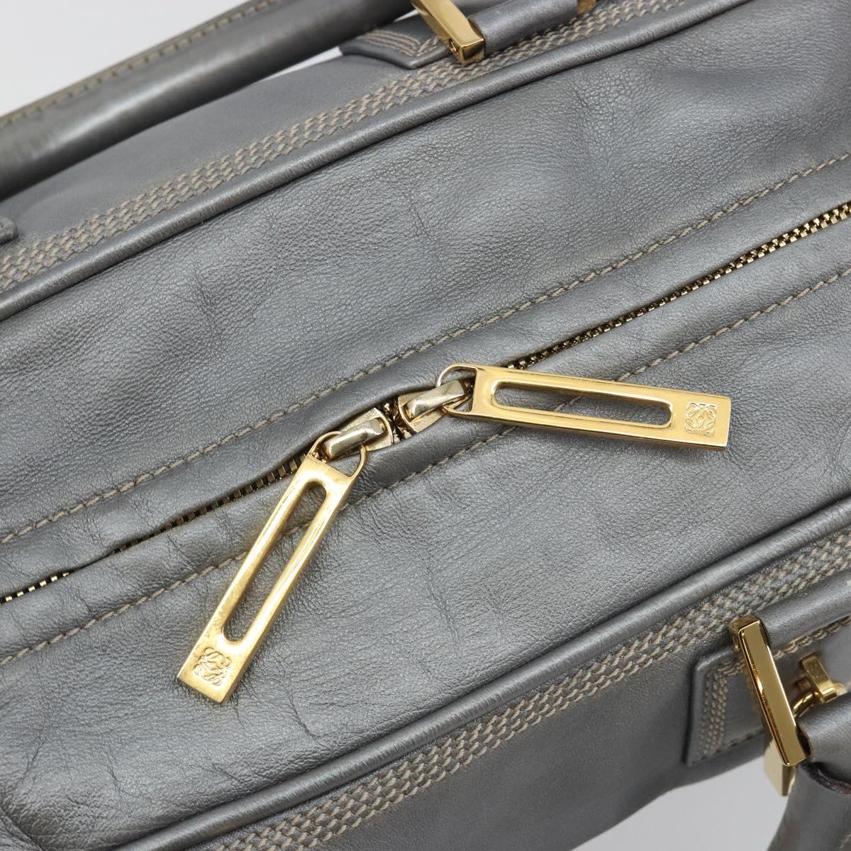 LOEWE Amazona 28 Hand Bag Leather Silver Gold Auth 193132V