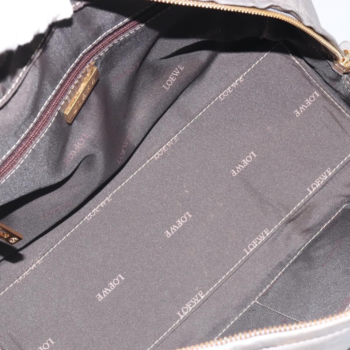 LOEWE Amazona 28 Hand Bag Leather Silver Gold Auth 193132V