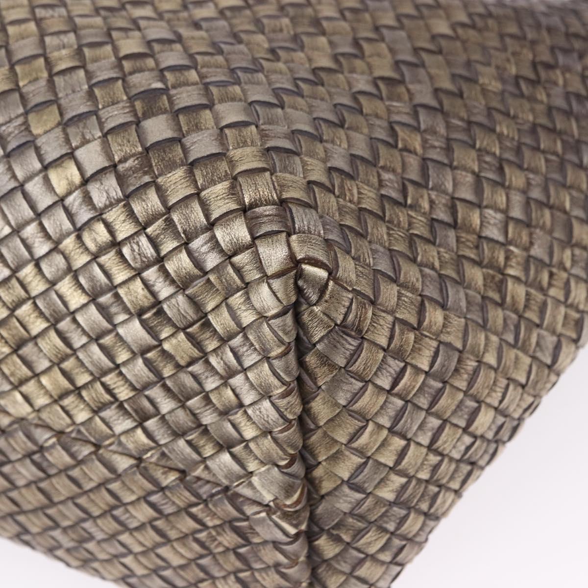 BOTTEGA VENETA INTRECCIATO Cabas MM Tote Bag Leather Gold 115664 Auth 193133SAM