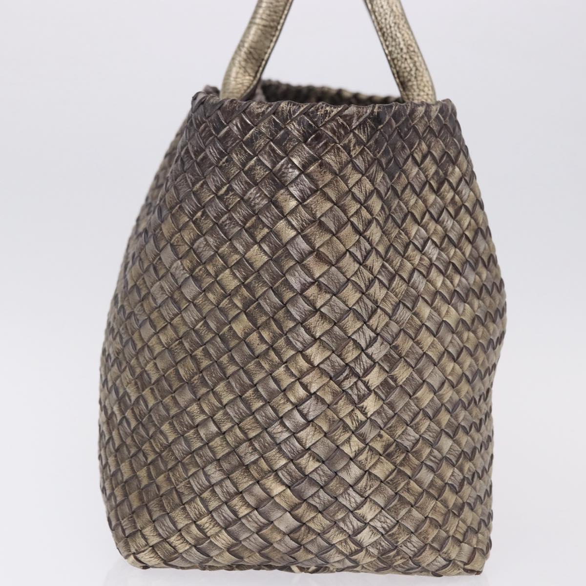BOTTEGA VENETA INTRECCIATO Cabas MM Tote Bag Leather Gold 115664 Auth 193133SAM