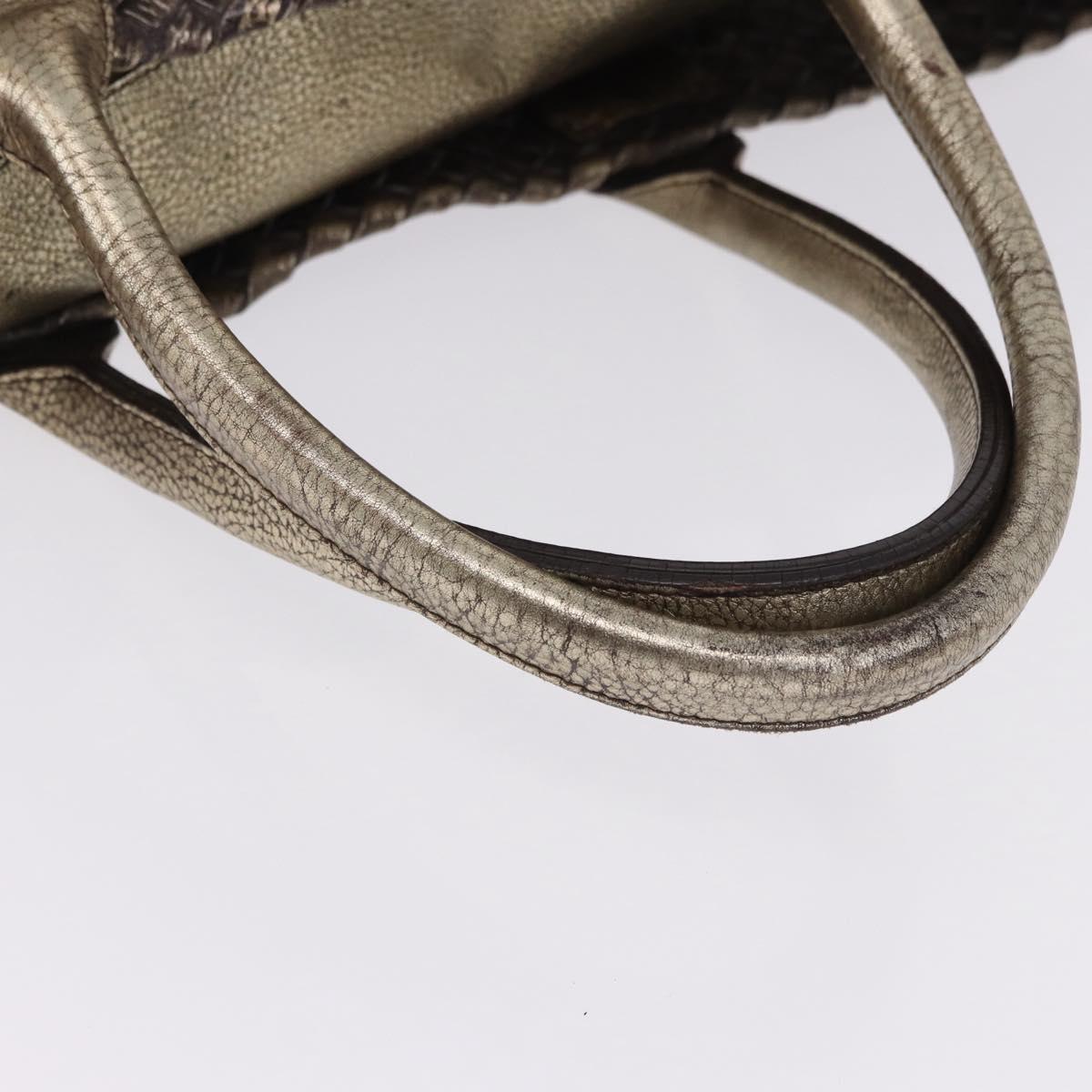 BOTTEGA VENETA INTRECCIATO Cabas MM Tote Bag Leather Gold 115664 Auth 193133SAM