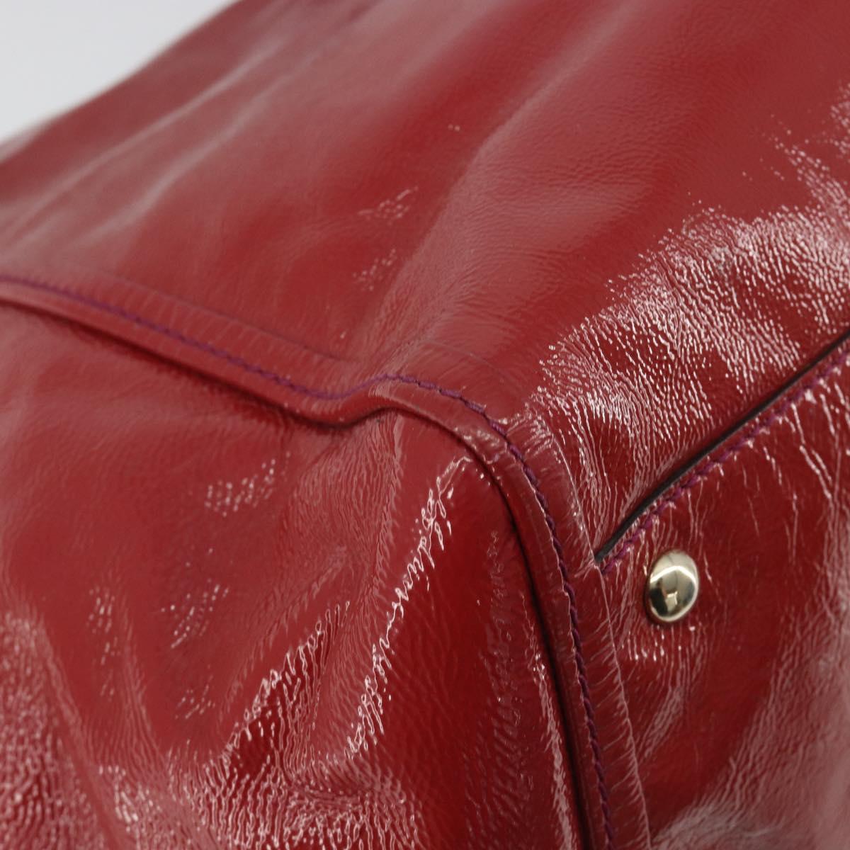 GUCCI Soho Hand Bag Patent leather Red Gold 282309 Auth 193134