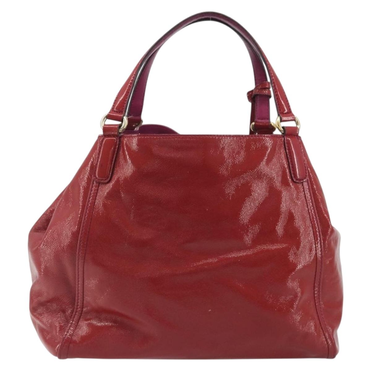 GUCCI Soho Hand Bag Patent leather Red Gold 282309 Auth 193134