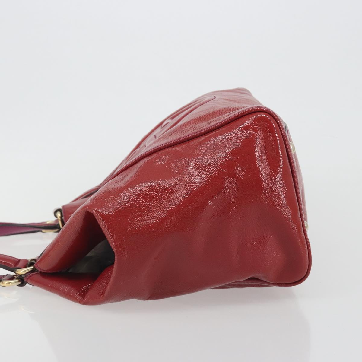 GUCCI Soho Hand Bag Patent leather Red Gold 282309 Auth 193134