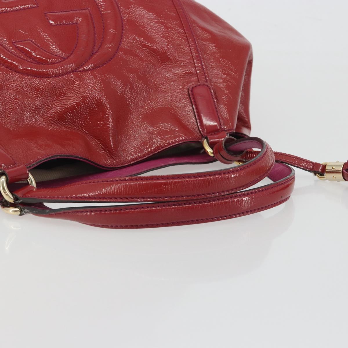 GUCCI Soho Hand Bag Patent leather Red Gold 282309 Auth 193134