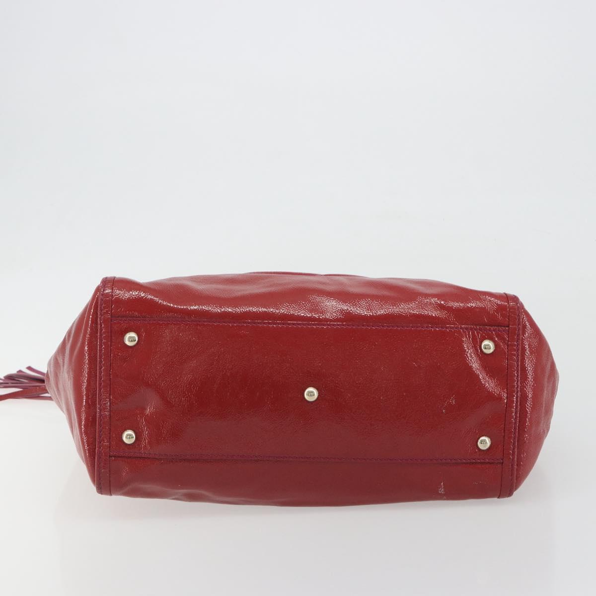 GUCCI Soho Hand Bag Patent leather Red Gold 282309 Auth 193134