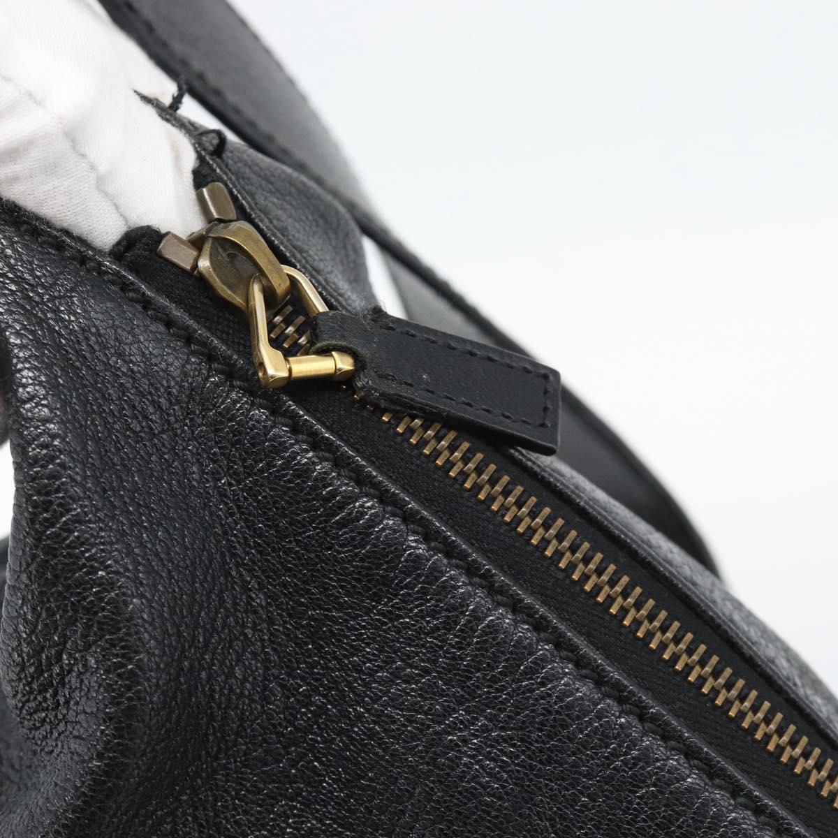 GUCCI Interlocking G Shoulder Bag Leather Black Gold 121546 Auth 193135V