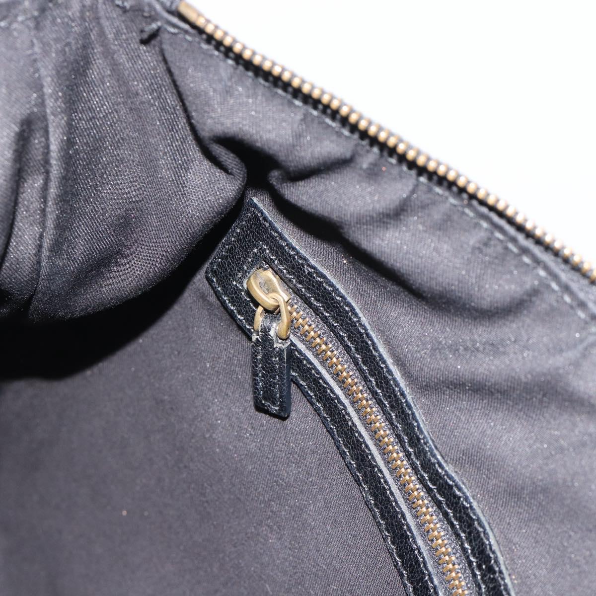 GUCCI Interlocking G Shoulder Bag Leather Black Gold 121546 Auth 193135V