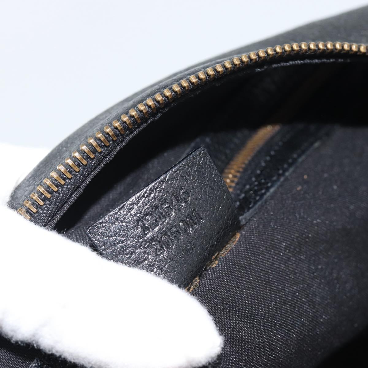 GUCCI Interlocking G Shoulder Bag Leather Black Gold 121546 Auth 193135V
