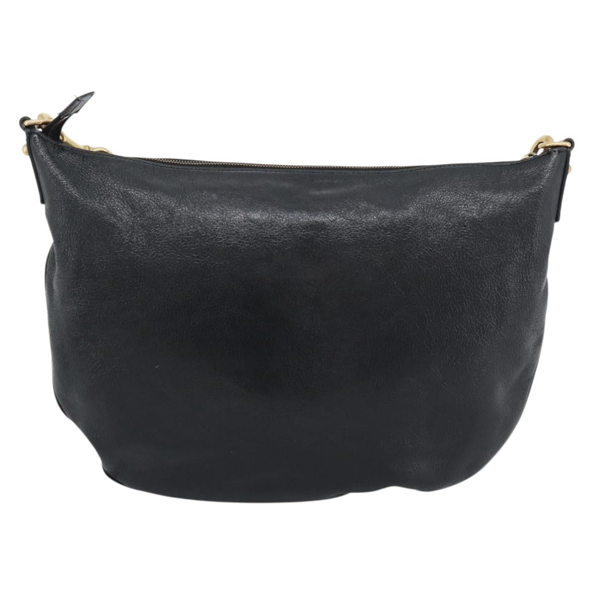 GUCCI Interlocking G Shoulder Bag Leather Black Gold 121546 Auth 193135V