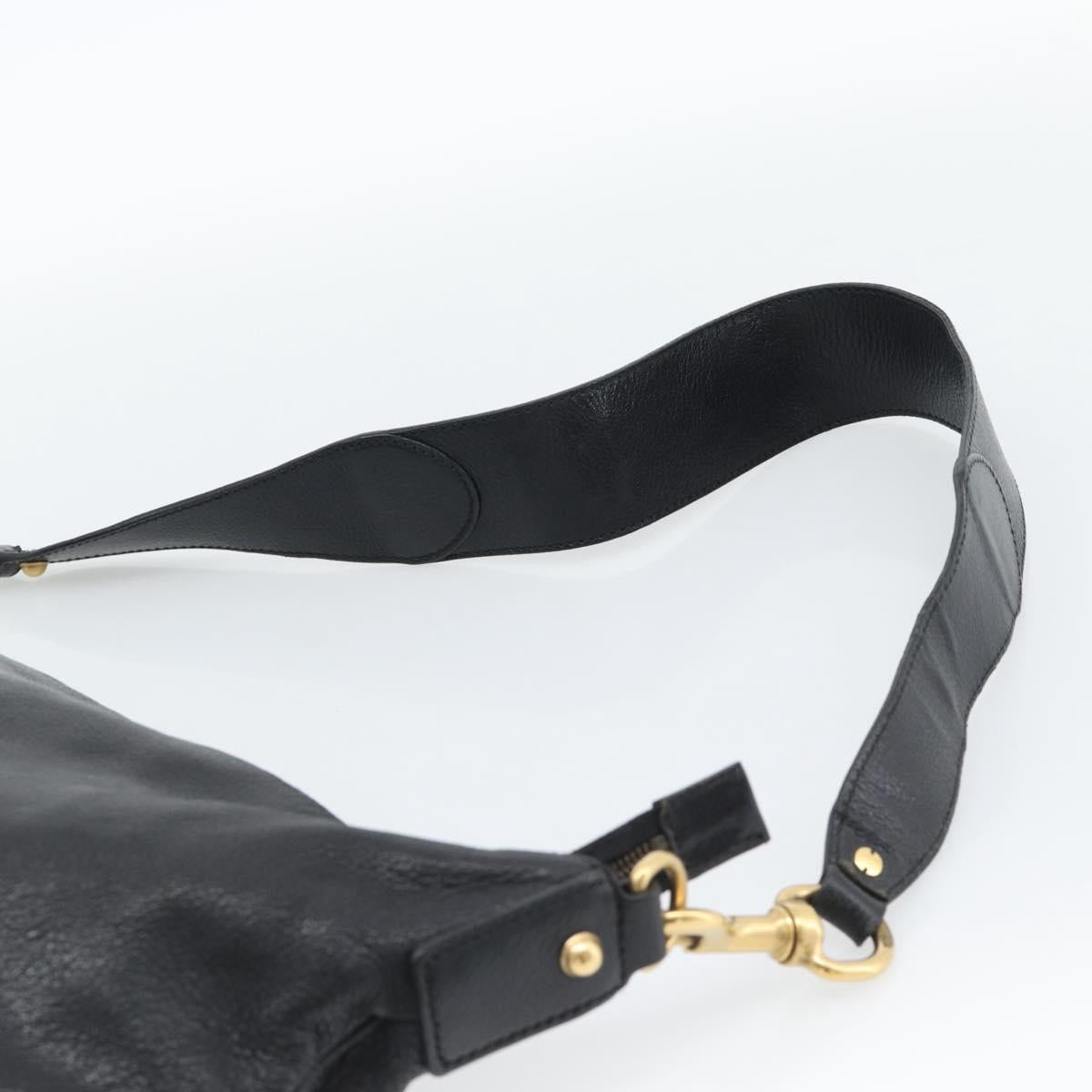 GUCCI Interlocking G Shoulder Bag Leather Black Gold 121546 Auth 193135V