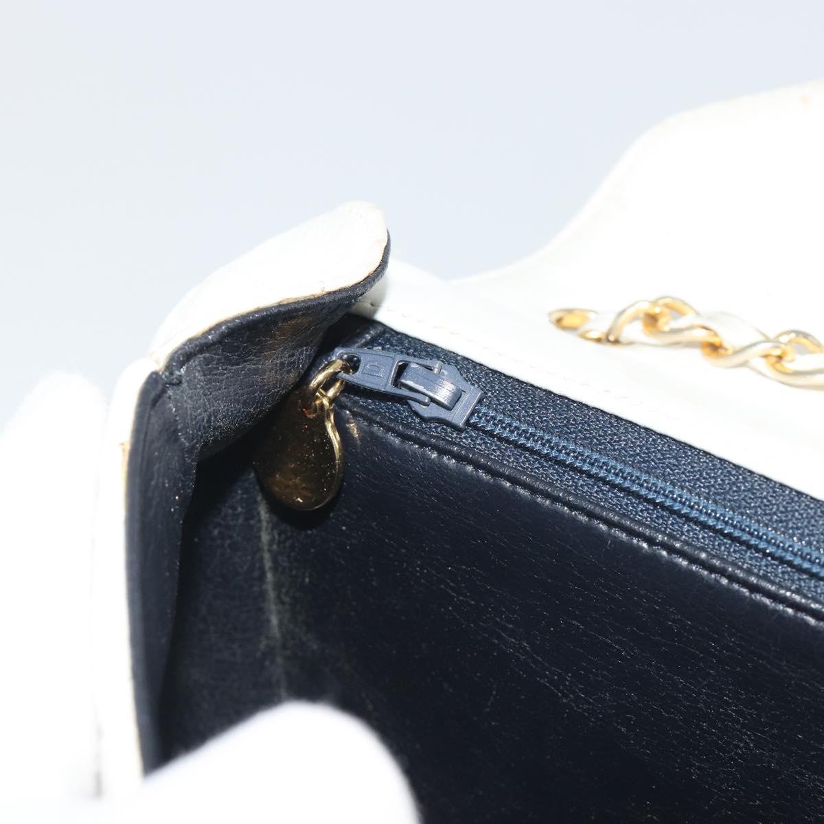 CHANEL Matelasse Chain Shoulder Bag Lamb Skin White Gold CC Auth 193136