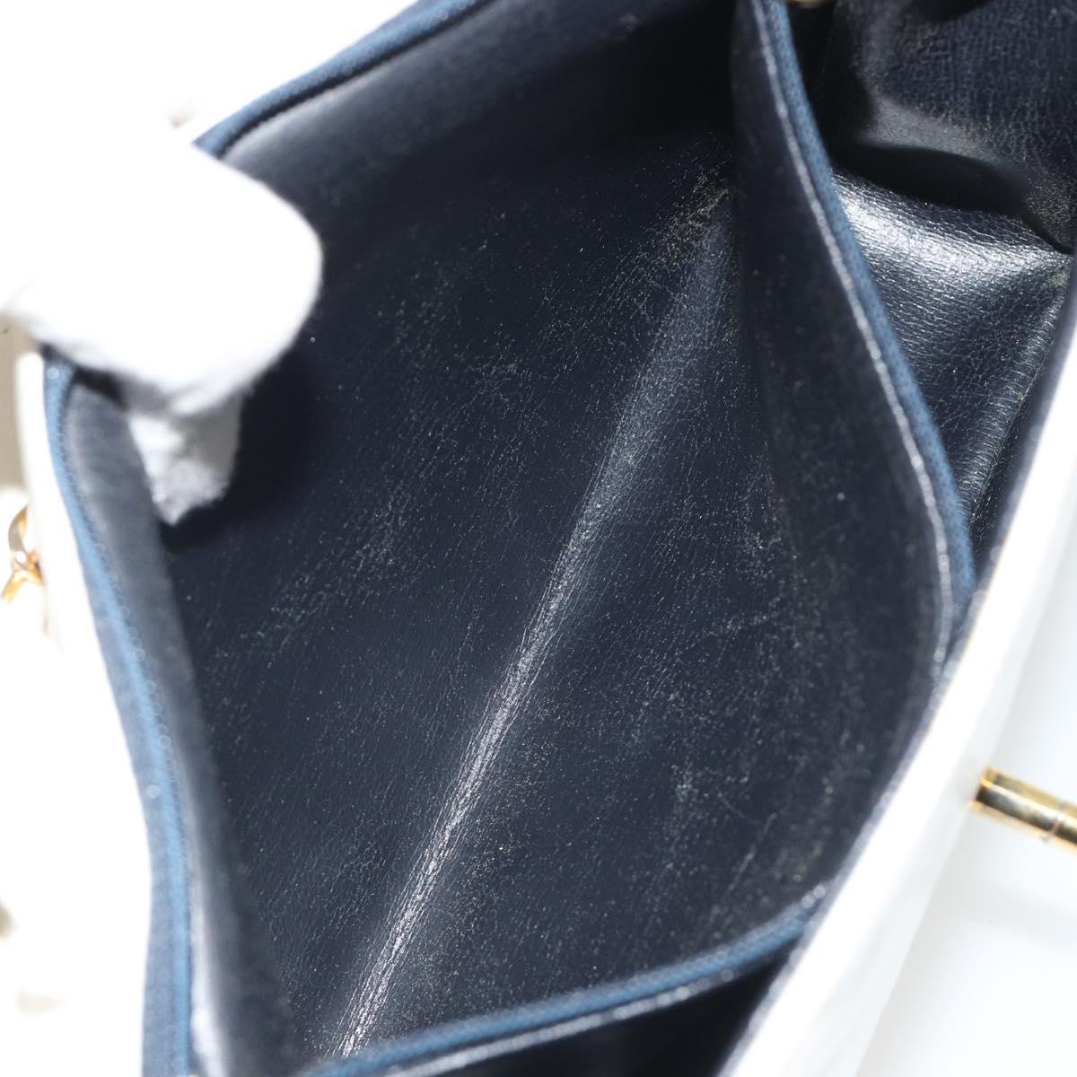 CHANEL Matelasse Chain Shoulder Bag Lamb Skin White Gold CC Auth 193136
