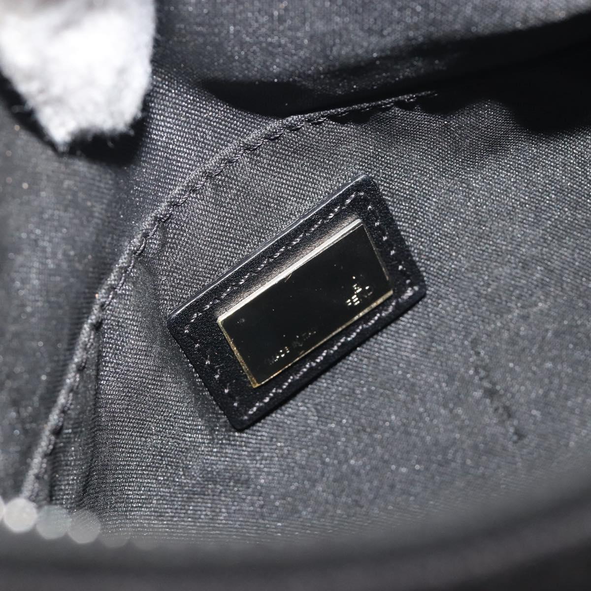 FENDI Zucchino Canvas Shoulder Bag Dark Brown Silver Auth 193139V