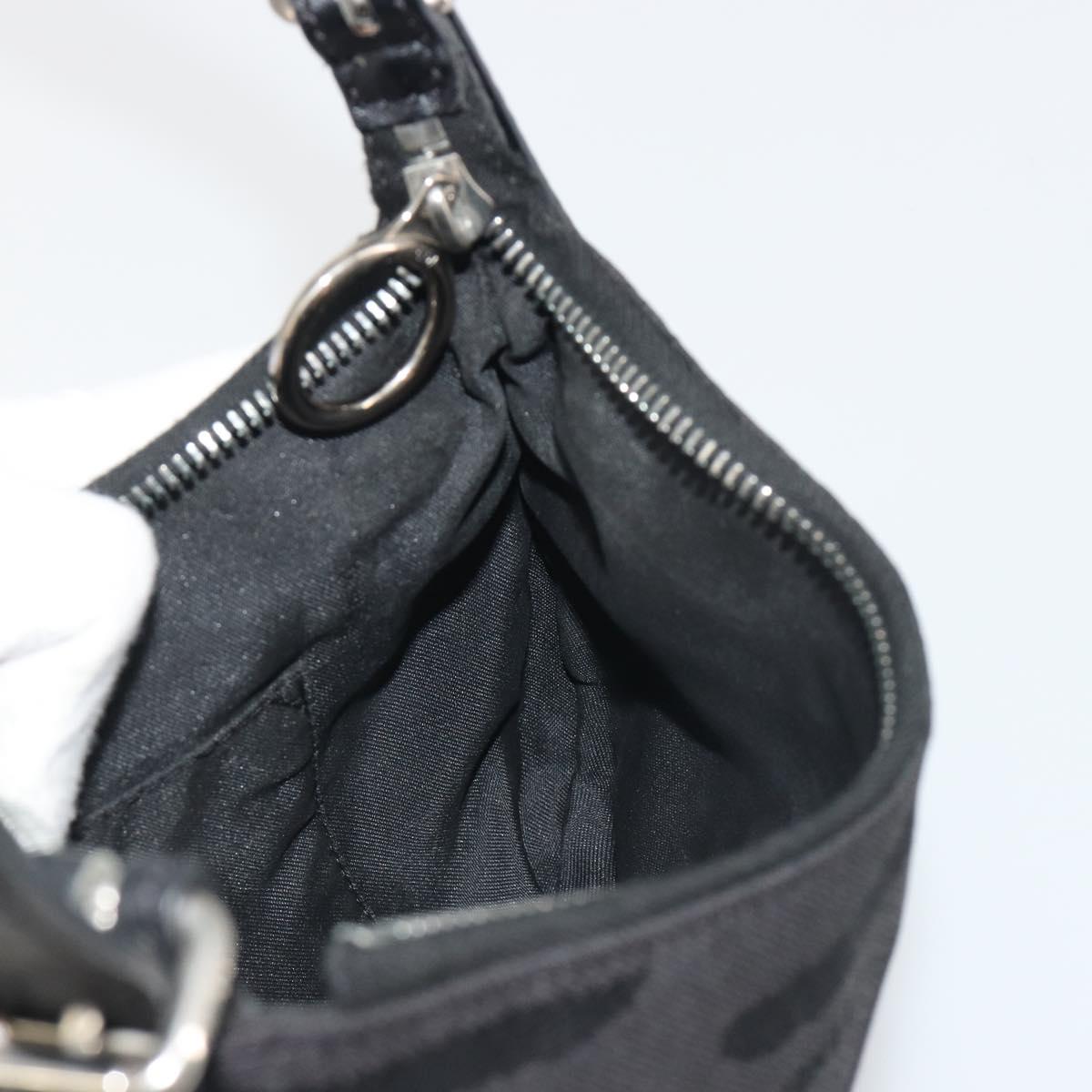 FENDI Zucchino Canvas Shoulder Bag Dark Brown Silver Auth 193139V