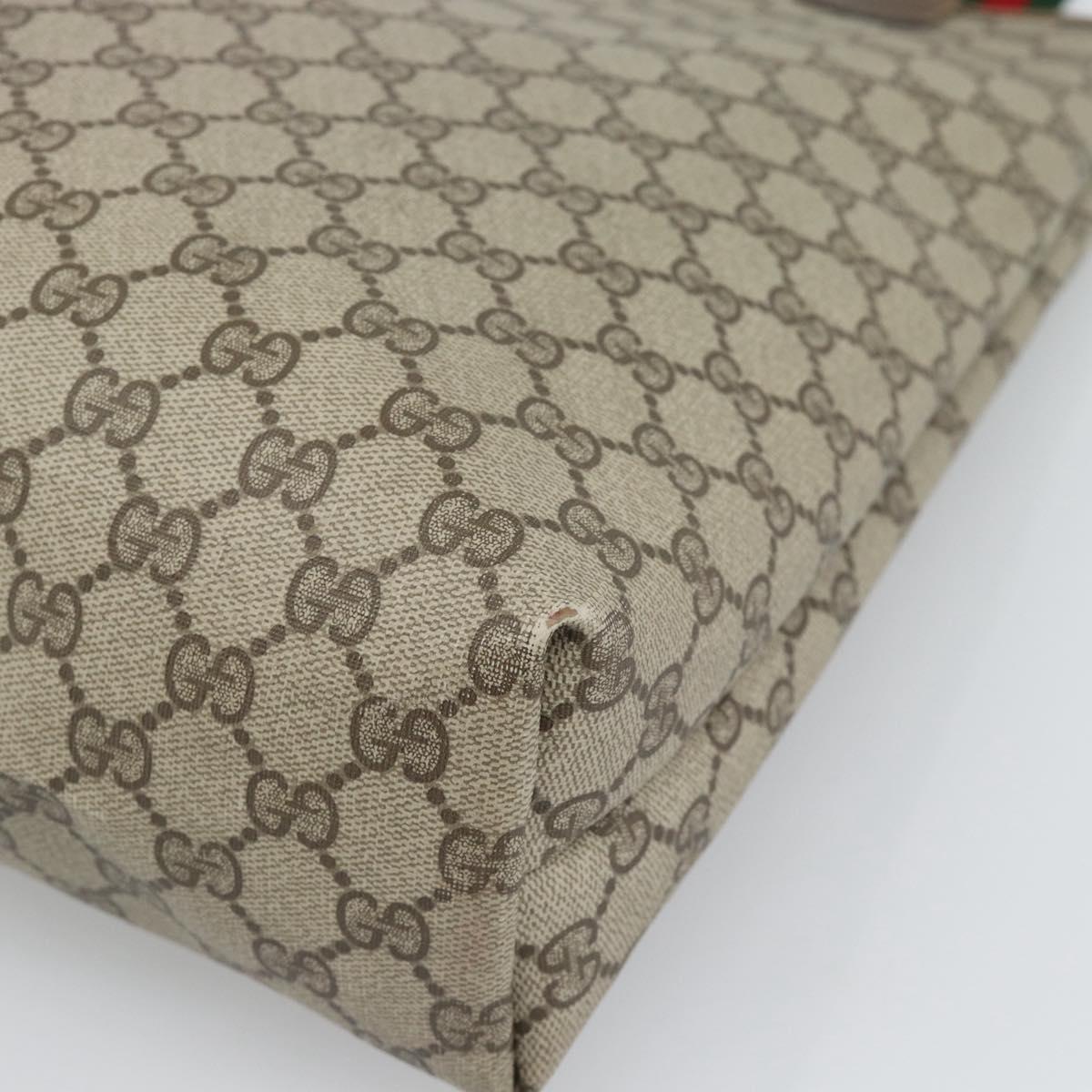 GUCCI GG Supreme Web Sherry Line Tote Bag PVC Beige 39 02 003 Auth 193140
