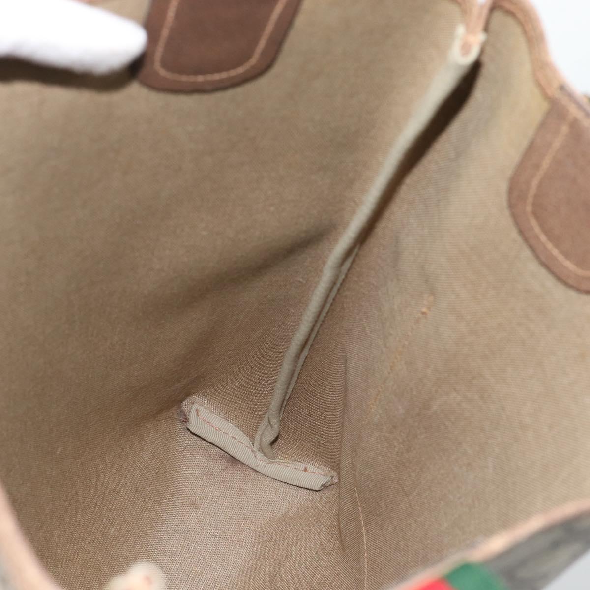 GUCCI GG Supreme Web Sherry Line Tote Bag PVC Beige 39 02 003 Auth 193140
