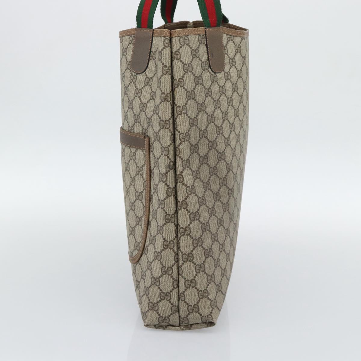 GUCCI GG Supreme Web Sherry Line Tote Bag PVC Beige 39 02 003 Auth 193140