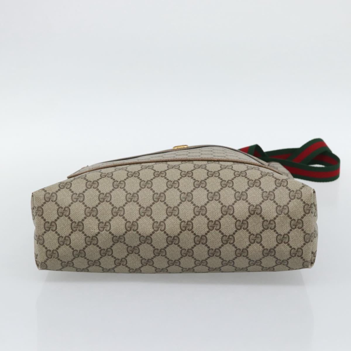 GUCCI GG Supreme Web Sherry Line Tote Bag PVC Beige 39 02 003 Auth 193140